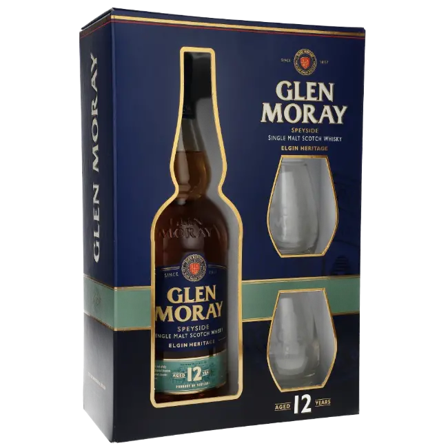zdjęcie produktu GLEN MORAY 12Y 40% 0,7L GLASS PACK 2