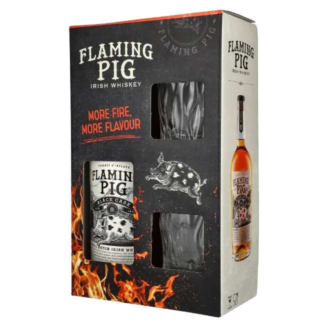 zdjęcie produktu FLAMING PIG BLACK CASK 40% 0,7L GLASS PACK  2
