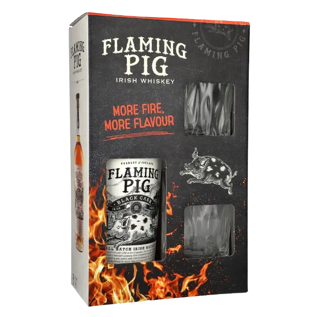zdjęcie produktu FLAMING PIG BLACK CASK 40% 0,7L GLASS PACK  3