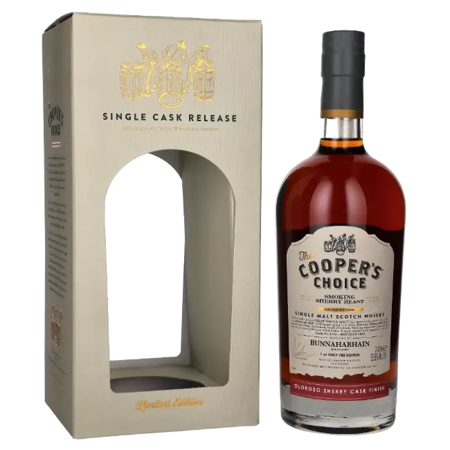 zdjęcie produktu COOPERS CHOICE SMOKING SHERRZ BEAST BUNNAHABHAIN  OLOROSO SHERRZ CASK FINISH 53,5% 0,7L 0