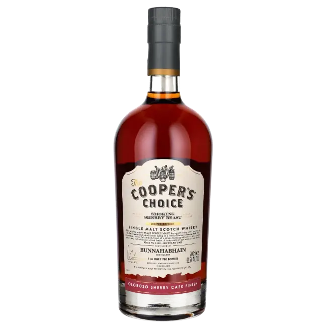 zdjęcie produktu COOPERS CHOICE SMOKING SHERRZ BEAST BUNNAHABHAIN  OLOROSO SHERRZ CASK FINISH 53,5% 0,7L 1