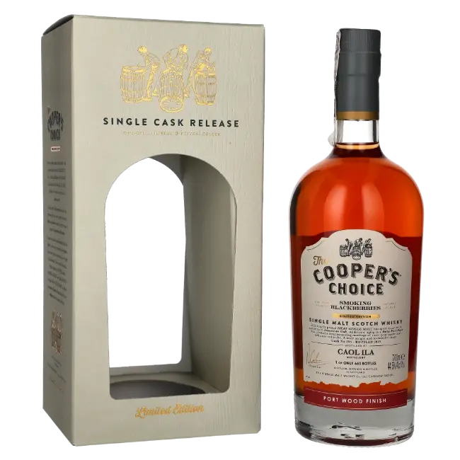 zdjęcie produktu COOPERS CHOICE CAOL ILA SMOKING BLACKBERRIES PORT WOOD FINISH 44,5% 0,7L 0