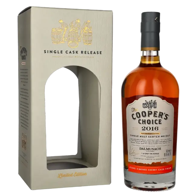 zdjęcie produktu COOPERS CHOICE DALMUNACH 2016 7 Y PEDRO XIMENEZ SHERRY CASK FINISH 58,5% 0,7L 0