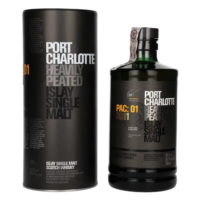 zdjęcie produktu BRUICHLADDICH PORT CHARLOTTE PAC 01 2011 HEAVILY PEATED ISLAY BARLEY 56,1% 0,7L 0