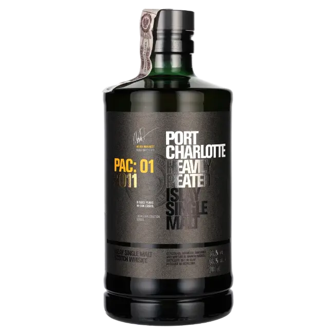 zdjęcie produktu BRUICHLADDICH PORT CHARLOTTE PAC 01 2011 HEAVILY PEATED ISLAY BARLEY 56,1% 0,7L 1