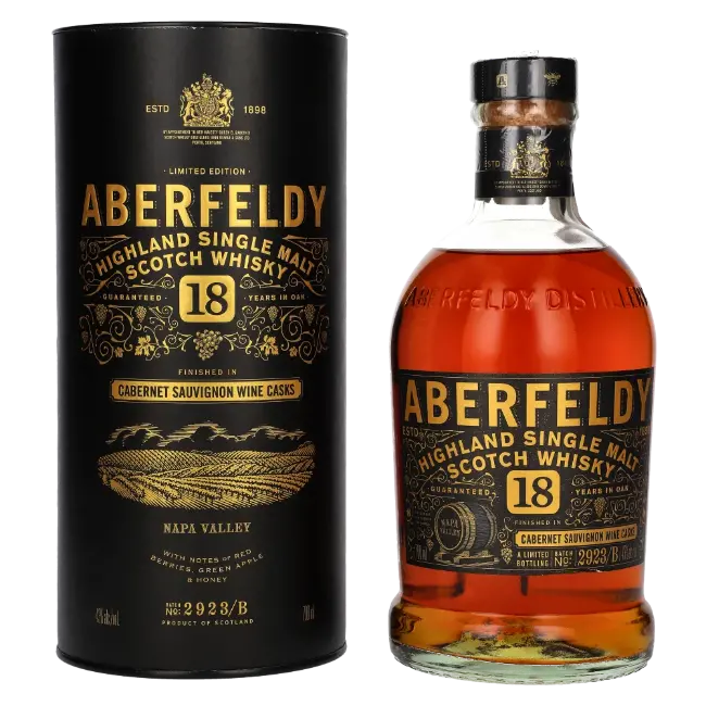 zdjęcie produktu ABERFELDY 18 Y NAPA VALLEY CABERNET SAUVIGNON  WINE CASK 43 % 0.7L 0