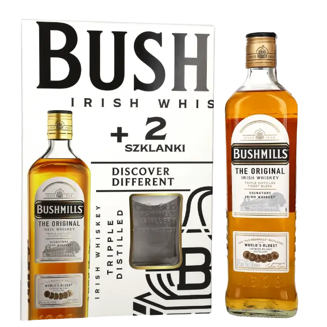 zdjęcie produktu BUSHMILLS ORIGINAL 40% 0,7 + SZKLANKI 0